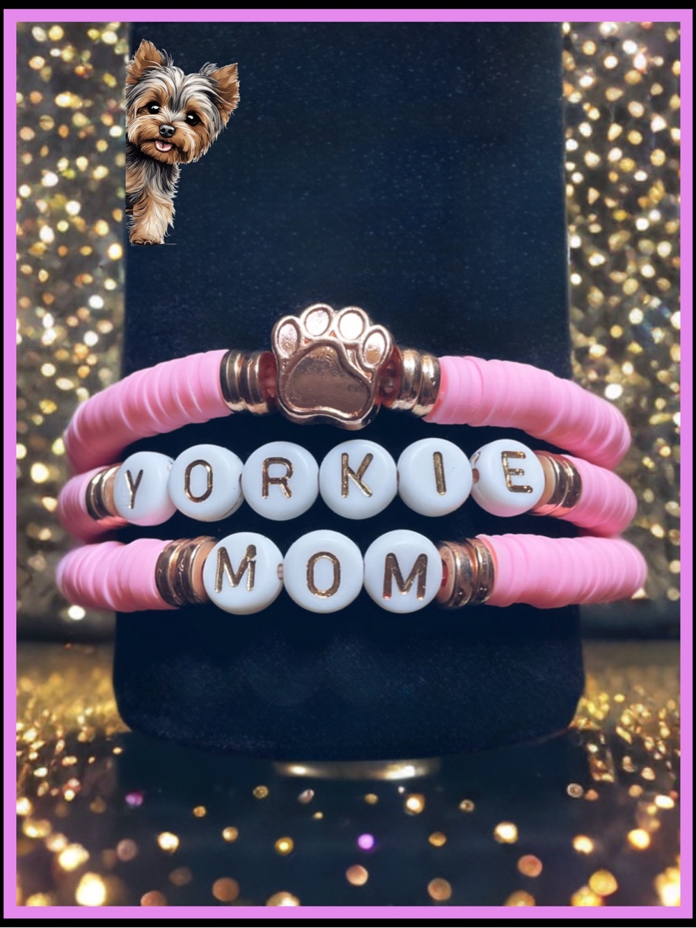 3 piece Yorkie Mom Bracelet Set